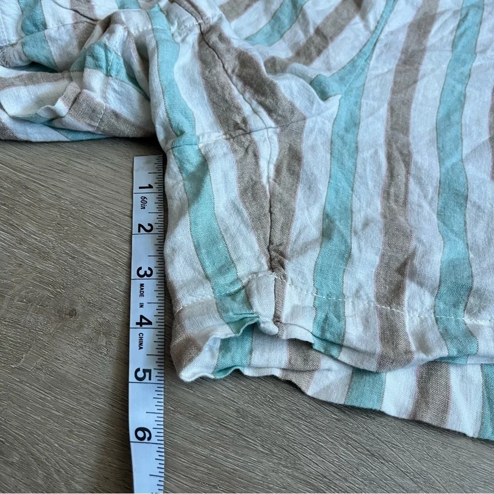 Lane Bryant 14/16 Striped Linen Blend Mid-Rise Linen Pull-On Shorts 5 inch
